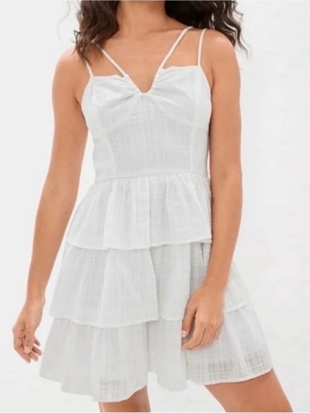 American Eagle Outfitters White Tiered Mini Dress